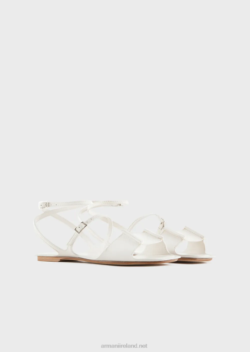 Women 086V531 Leather Double-Strap Sandals Armani Milky White