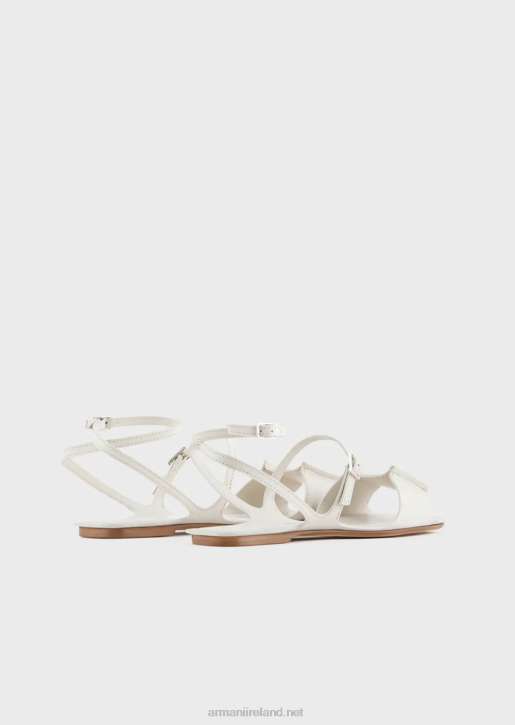 Women 086V531 Leather Double-Strap Sandals Armani Milky White