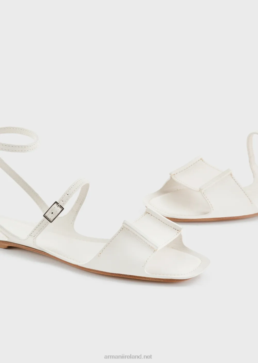 Women 086V531 Leather Double-Strap Sandals Armani Milky White