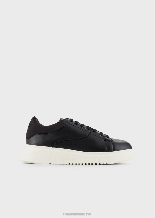 Women 086V551 Leather-And-Satin Sneakers Armani Black