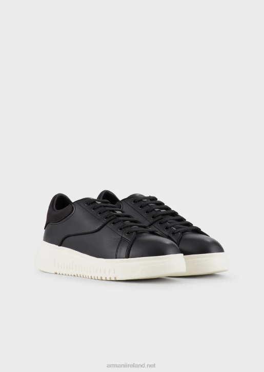 Women 086V551 Leather-And-Satin Sneakers Armani Black