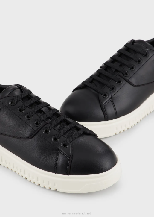 Women 086V551 Leather-And-Satin Sneakers Armani Black