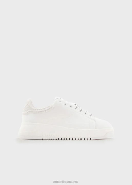 Women 086V552 Leather Sneakers With Rubber Backs Armani White