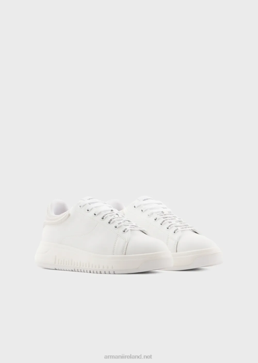 Women 086V552 Leather Sneakers With Rubber Backs Armani White