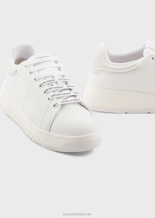 Women 086V552 Leather Sneakers With Rubber Backs Armani White